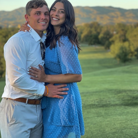 Blue Faux Wrap Dress - Picture 1 of 3